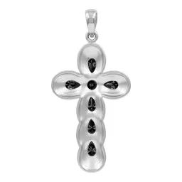 Dije Cruz Grande Plata 925 con Zirconia Negra Brillante Unisex - Imagen 2