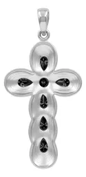 Dije Cruz Grande Plata 925 con Zirconia Negra Brillante Unisex - Imagen 2