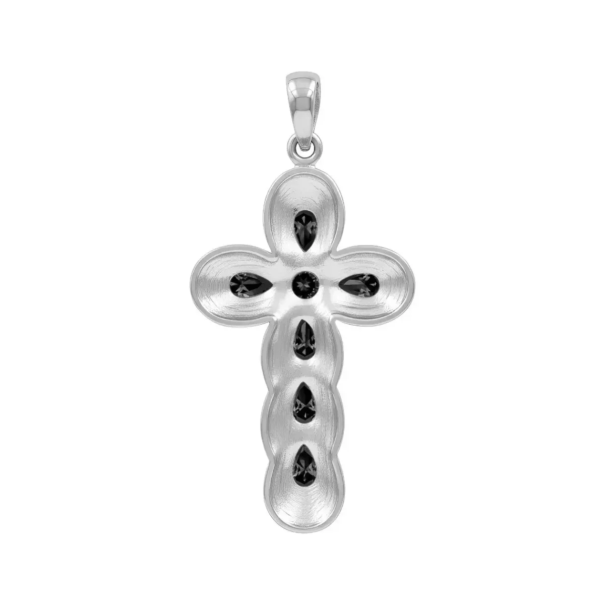 Dije Cruz Grande Plata 925 con Zirconia Negra Brillante Unisex - Imagen 2