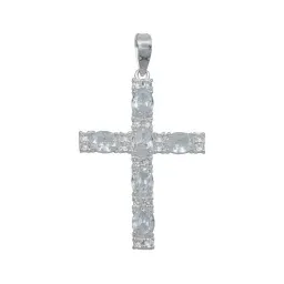 Dije Cruz Grande Plata 925 con Zirconia para Hombre - Imagen 1