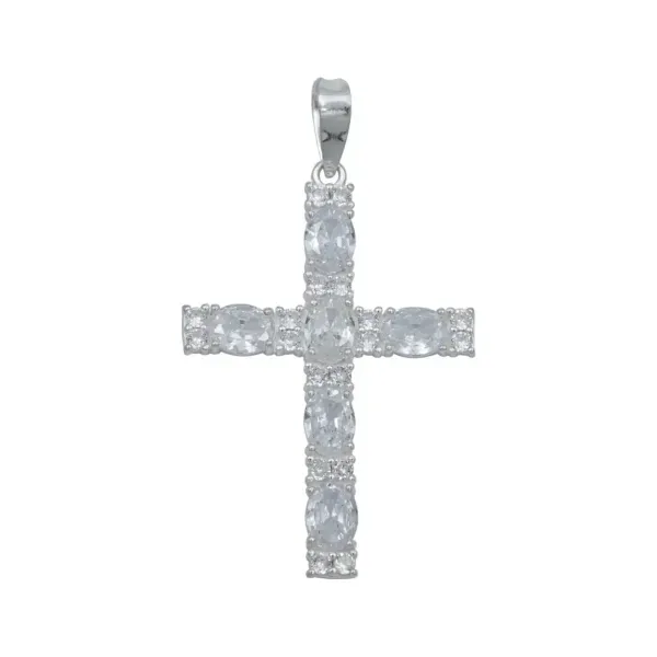 Dije Cruz Grande Plata 925 con Zirconia para Hombre - Imagen 1