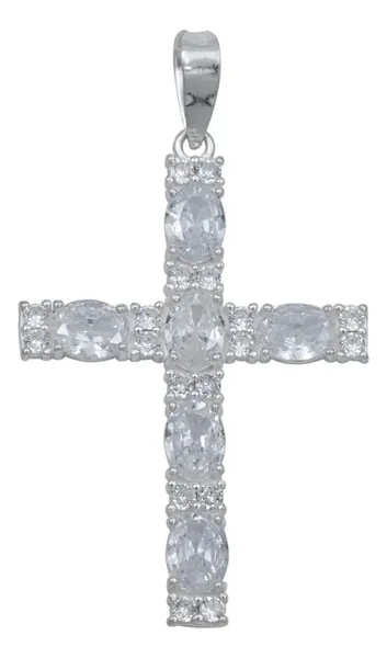 Dije Cruz Grande Plata 925 con Zirconia para Hombre - Imagen 1