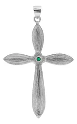 Dije Cruz Grande Plata 925 con Zirconia Verde - Imagen 2