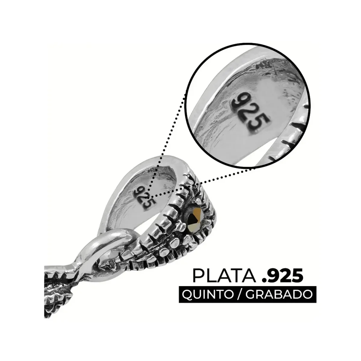 Dije Cruz Grande Plata 925 con Zirconia Verde - Imagen 3