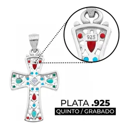 Dije Cruz Grande Plata 925 Rodio Zirconia Violeta - Imagen 3
