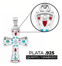 Dije Cruz Grande Plata 925 Rodio Zirconia Violeta - Imagen 3