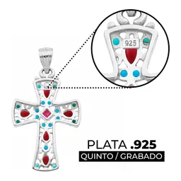 Dije Cruz Grande Plata 925 Rodizada con Zirconia Multicolor - Imagen 3