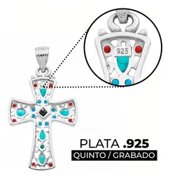 Dije Cruz Grande Plata 925 Rodizada con Zirconia Negra - Imagen 3