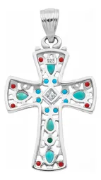 Dije Cruz Grande Plata .925 Rodizada con Zirconia para Cadena - Imagen 2