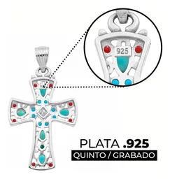 Dije Cruz Grande Plata .925 Rodizada con Zirconia para Cadena - Imagen 3