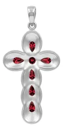 Dije Cruz Grande Plata 925 Rodizada Zirconias Rojas - Imagen 2