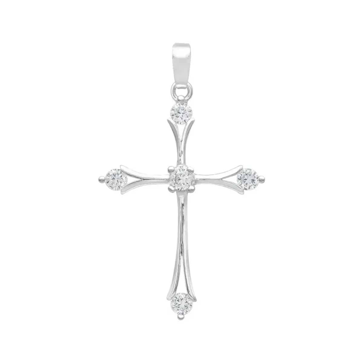 Dije Cruz Italiana Plata Ley 925 con Zirconias Brillantes. Colgante cruz plata moderna, unisex, elegante, amuleto de protecci