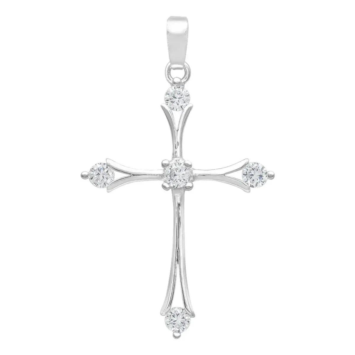 Dije Cruz Plata Ley 925 con Zirconias Brillantes. Joyería artesanal plata 925 mexicana, colgante cruz de plata con zirconias.