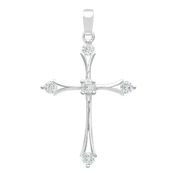Dije Cruz Italiana Plata Ley 925 con Zirconias Brillantes - Imagen 1