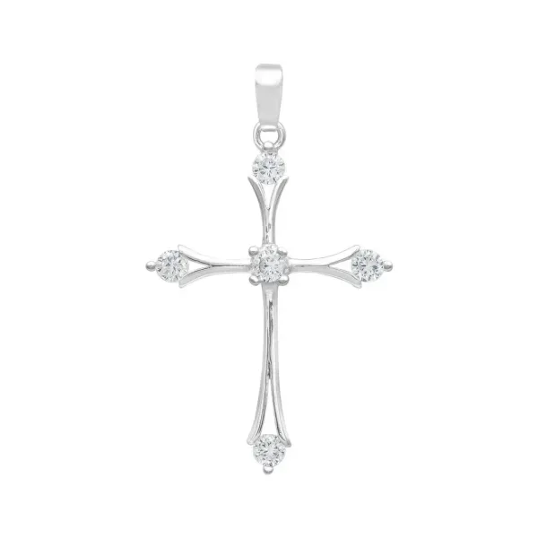 Dije Cruz Italiana Plata Ley 925 con Zirconias Brillantes - Imagen 1