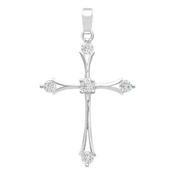Dije Cruz Italiana Plata Ley 925 con Zirconias Brillantes - Imagen 1