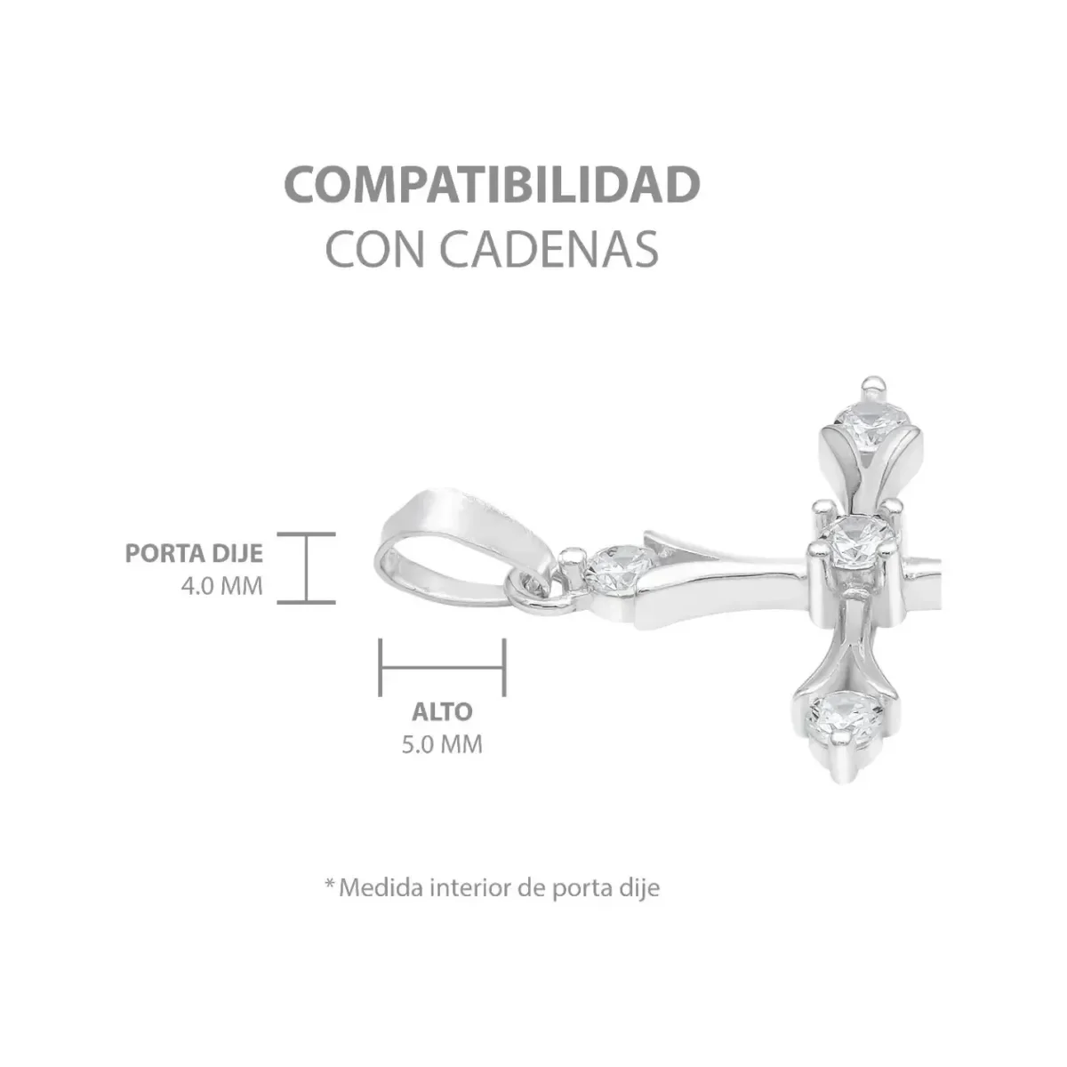 Dije Cruz Italiana Plata Ley 925 con Zirconias Brillantes - Imagen 6