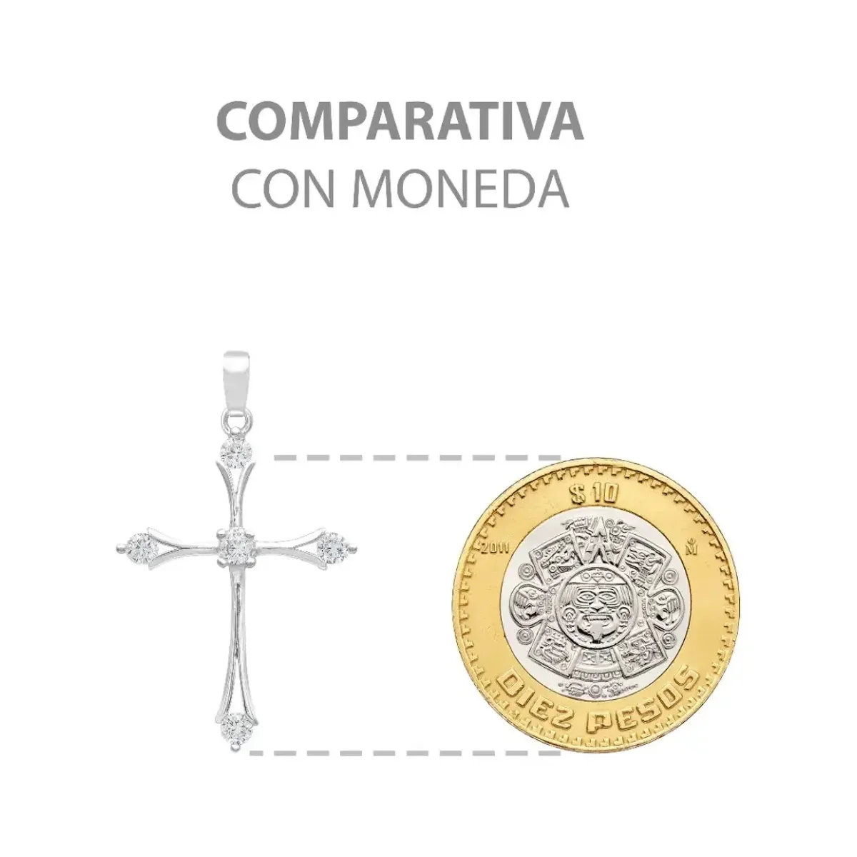 Dije Cruz Italiana Plata Ley 925 con Zirconias Brillantes - Imagen 8