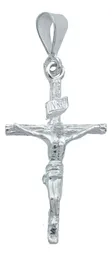 Dije Cruz Jesucristo Plata 925 INRI Rostro Liso - Imagen 1