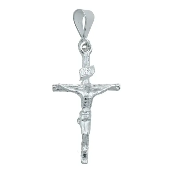 Dije Cruz Jesucristo Plata 925 INRI Rostro Liso - Imagen 1