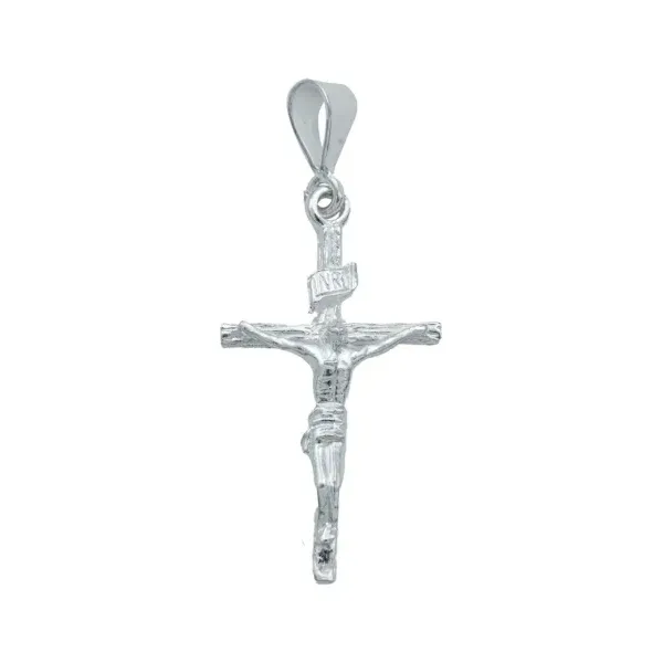 Dije Cruz Jesucristo Plata 925 INRI Rostro Liso - Imagen 1