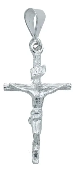Dije Cruz Jesucristo Plata 925 INRI Rostro Liso - Imagen 1