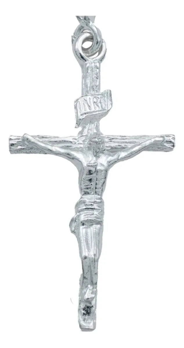 Dije Cruz Jesucristo Plata 925 INRI Rostro Liso - Imagen 1