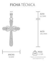 Dije Cruz Lazo Plata 925 con Zirconia para Hombre - Imagen 7