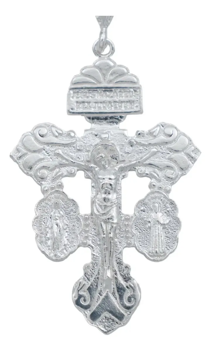 Dije Cruz Perdón San Benito Plata 925 Artesanal Mexicana - Imagen 1