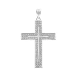 Dije Cruz Plana Plata 925 para Hombre con Zirconia - Imagen 1