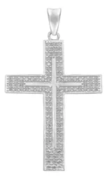 Dije Cruz Plana Plata 925 para Hombre con Zirconia - Imagen 1