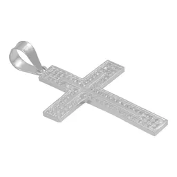 Dije Cruz Plana Plata 925 para Hombre con Zirconia - Imagen 3