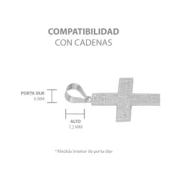 Dije Cruz Plana Plata 925 para Hombre con Zirconia - Imagen 6
