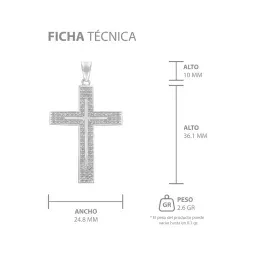 Dije Cruz Plana Plata 925 para Hombre con Zirconia - Imagen 7
