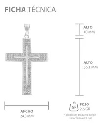 Dije Cruz Plana Plata 925 para Hombre con Zirconia - Imagen 7