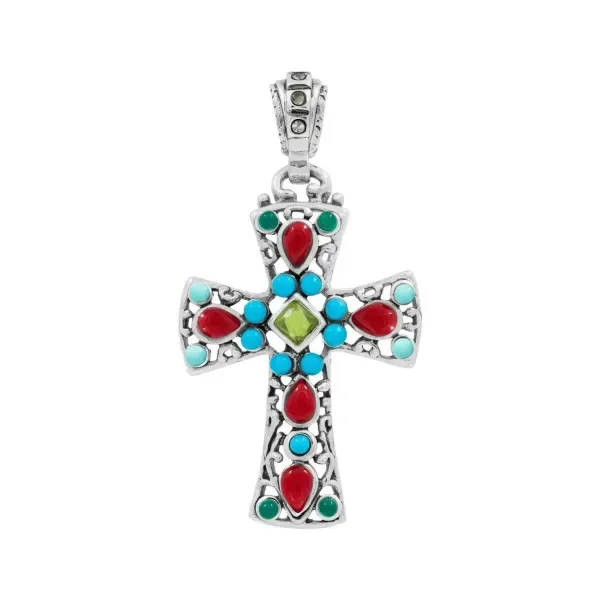 Dije Cruz Plata 925 con Zirconia Multicolor para Hombre y Mujer - Imagen 1