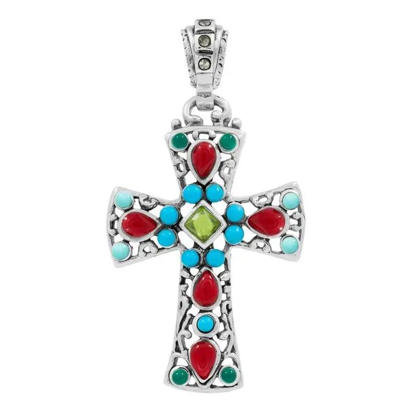 Dije Cruz Plata 925 con Zirconia Multicolor para Hombre y Mujer - Imagen 1