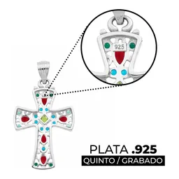 Dije Cruz Plata 925 con Zirconia Multicolor para Hombre y Mujer - Imagen 3