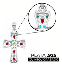 Dije Cruz Plata 925 con Zirconia Multicolor para Hombre y Mujer - Imagen 3