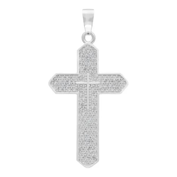 Dije Cruz Plata .925 con Zirconia para Hombre - Imagen 1