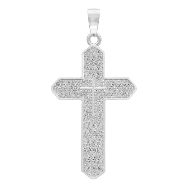 Dije Cruz Plata .925 con Zirconia para Hombre - Imagen 1