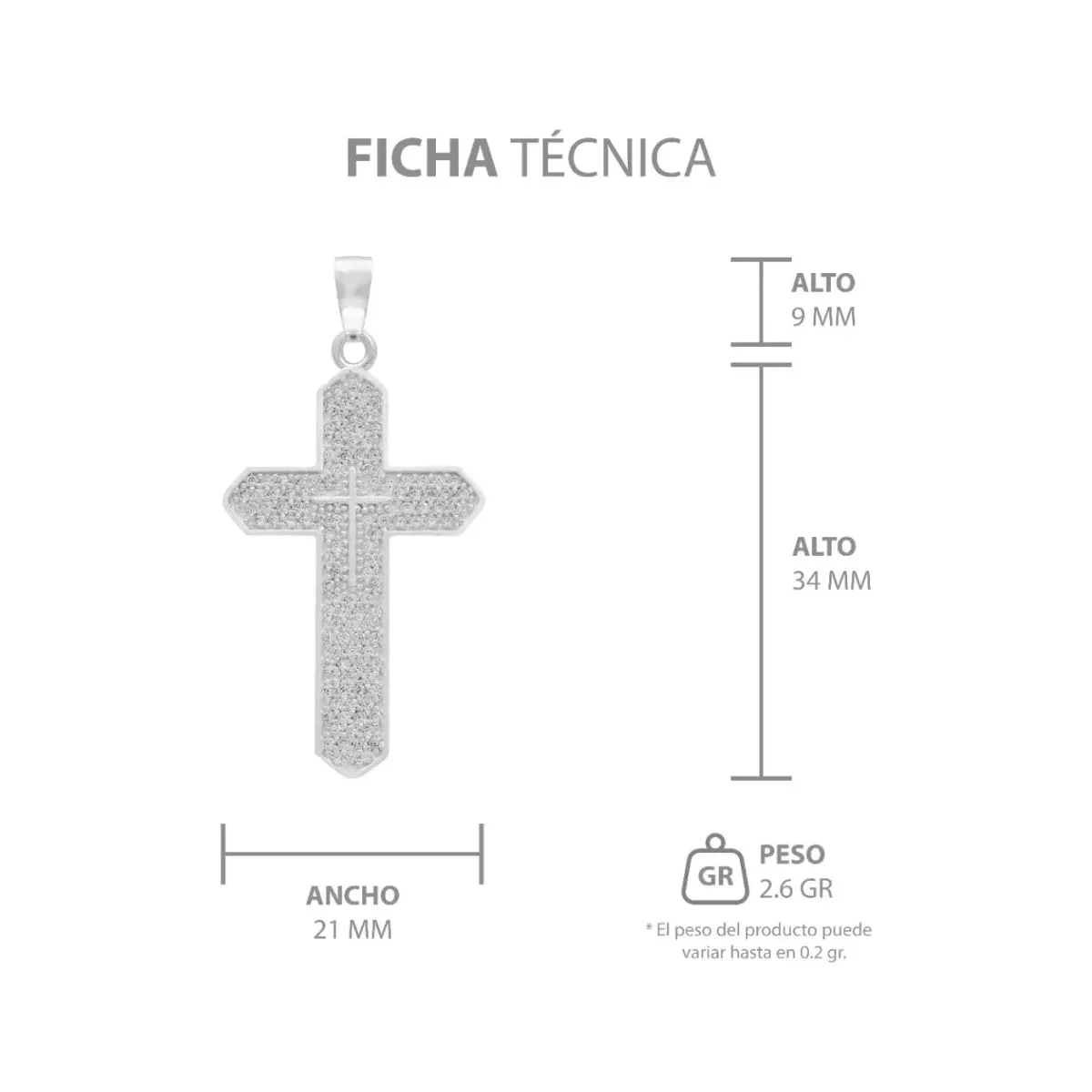 Dije Cruz Plata .925 con Zirconia para Hombre - Imagen 7