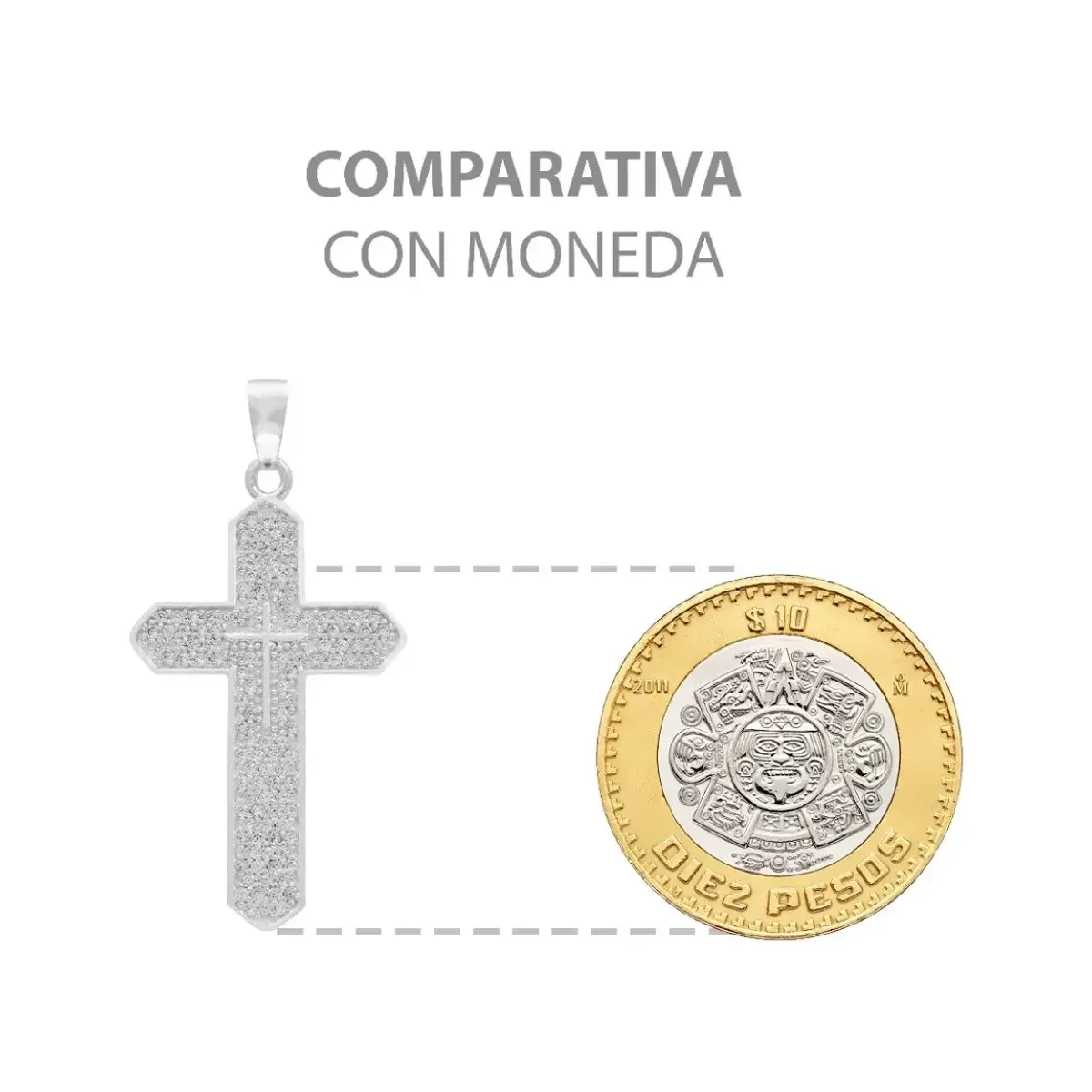 Dije Cruz Plata .925 con Zirconia para Hombre - Imagen 8