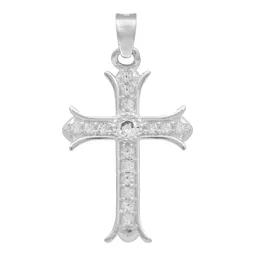Dije Cruz Plata 925 con Zirconia Transparente para Mujer - Imagen 1