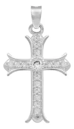 Dije Cruz Plata 925 con Zirconia Transparente para Mujer - Imagen 1