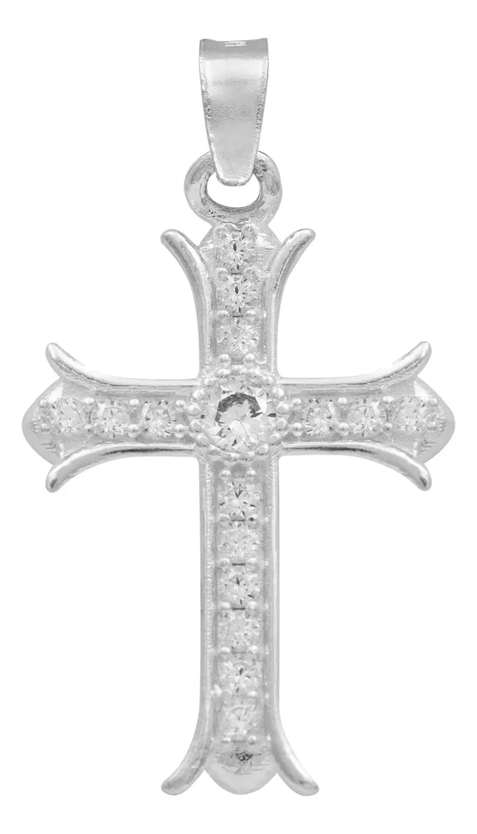 Dije Cruz Plata 925 con Zirconia transparente. Joyería de plata para mujer, colgante con significado espiritual, regalo.