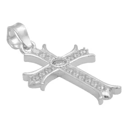 Dije Cruz Plata 925 con Zirconia Transparente para Mujer - Imagen 3