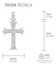 Dije Cruz Plata 925 con Zirconia Transparente para Mujer - Imagen 7