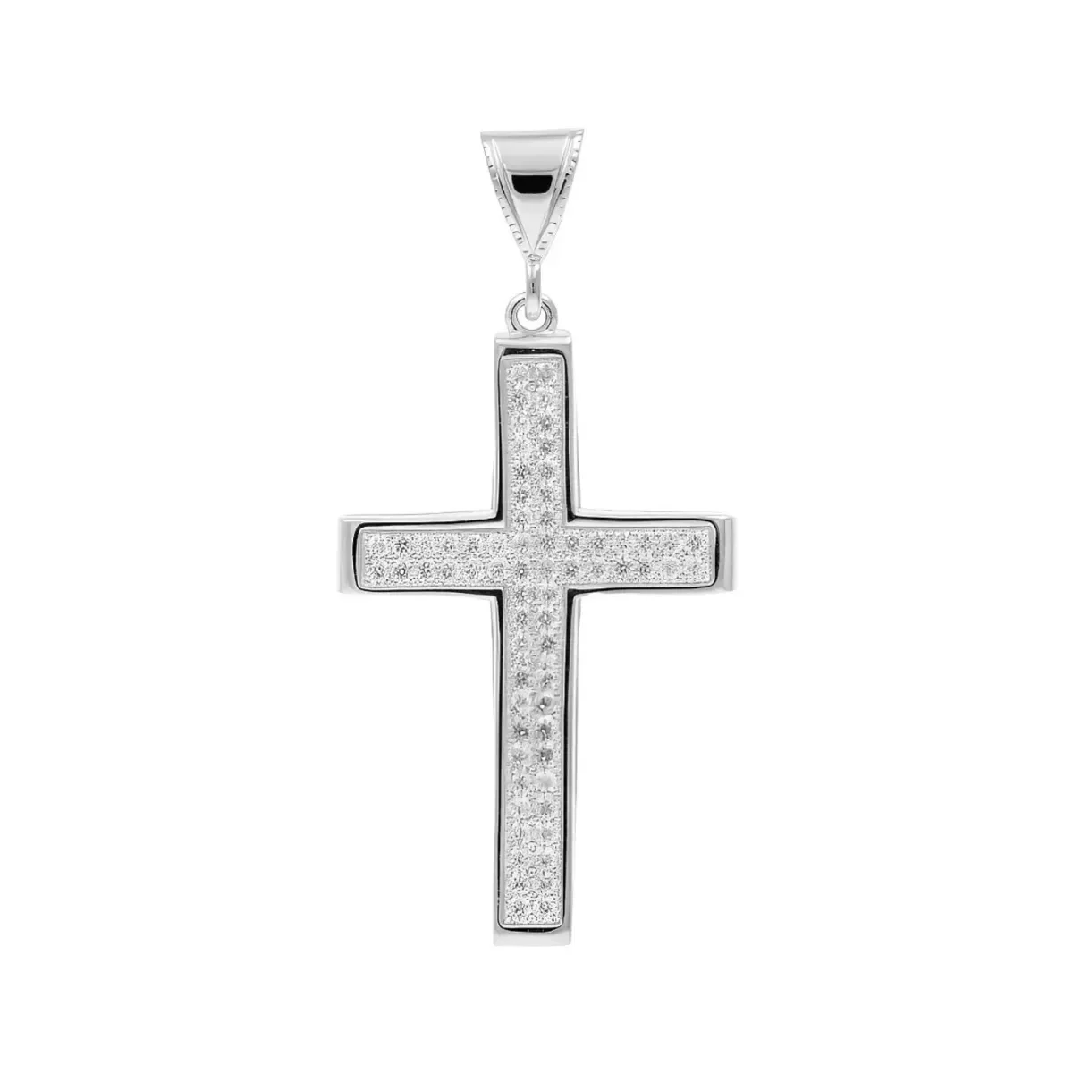 Dije cruz de plata .999 con zirconia brillante, colgante elegante unisex. Joyería de fe mexicana minimalista, diseño religios