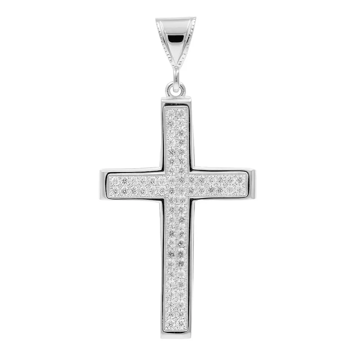 Dije Cruz Plata 999 con Zirconia brillante, colgante elegante unisex. Joyería artesanal mexicana minimalista, diseño religios